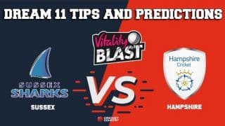 Dream11 Team Sussex vs Hampshire South Group VITALITY T20 BLAST ENGLISH T20 BLAST – Cricket Prediction Tips For Today’s T20 Match SUS vs HAM at Nottingham